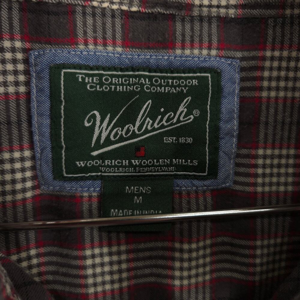 Woolrich Flannel Shirt Mens M Gray Red Plaid Long Sleeve Button Down Outdoor - Picture 8 of 9